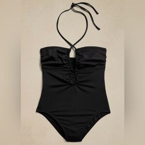 NWT Banana Republic Black Halter Keyhole One-Piece Swimsuit Size L #S07